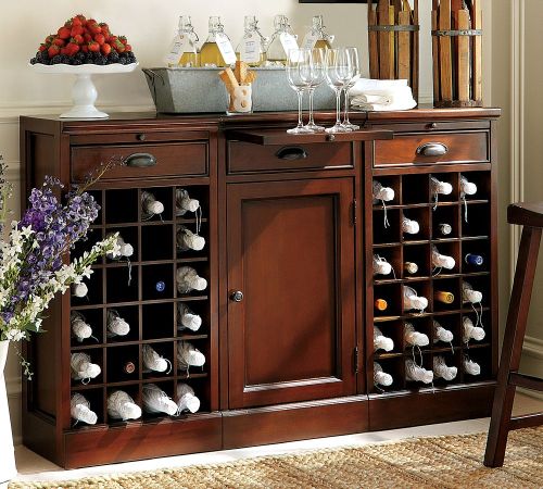 Modular Open Wine Buffet Finished in Mahogany