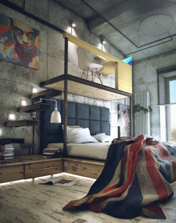 A loft with a functional, industrial-style interior