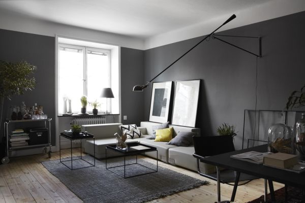 Black interior design for apartment9