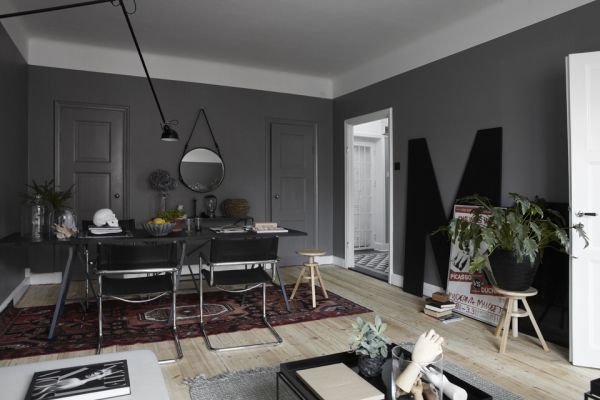 Black interior design for apartment9