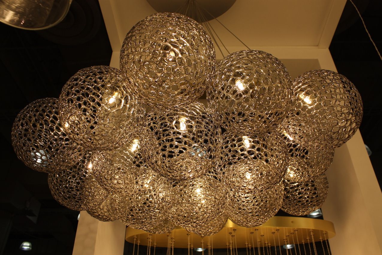 Shakuff perforated glass globe chandelier