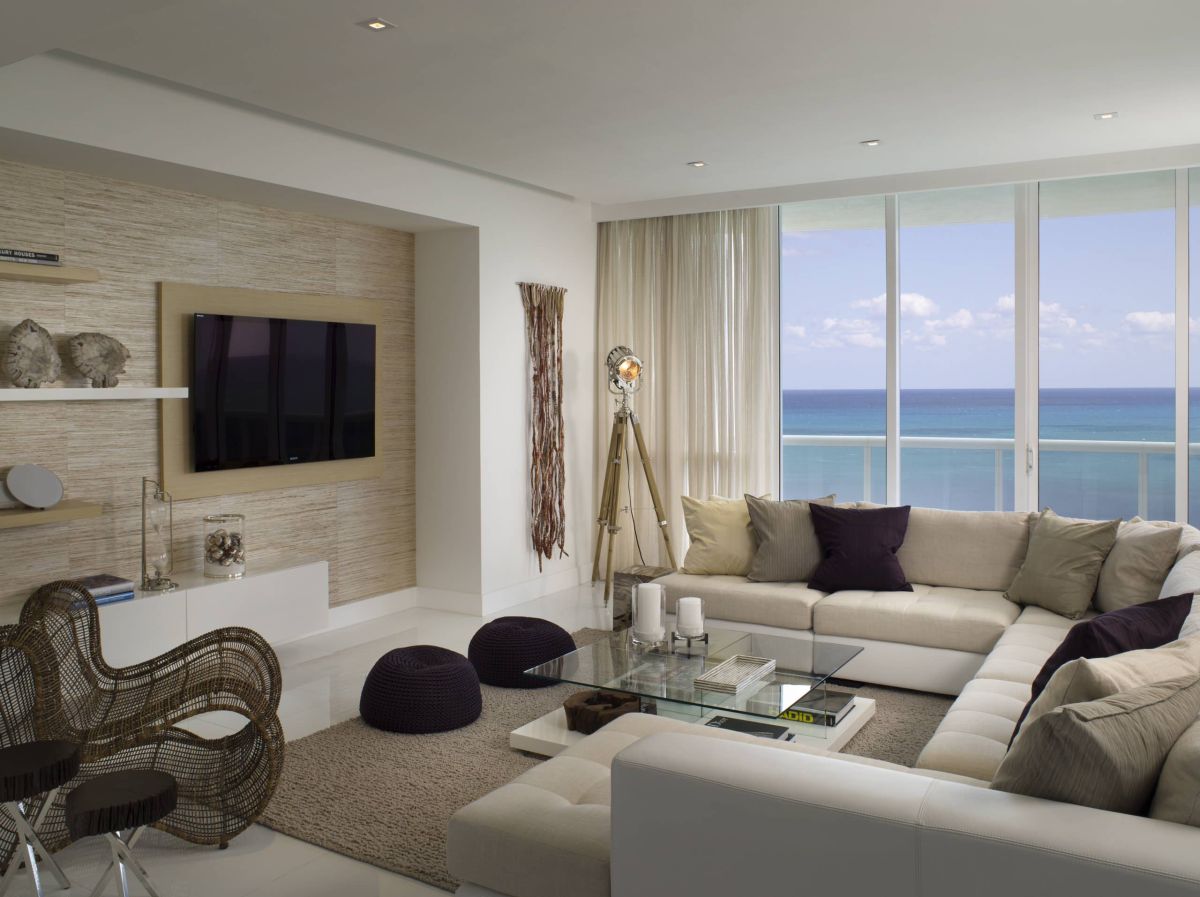 Modern living room with an amazing sea view