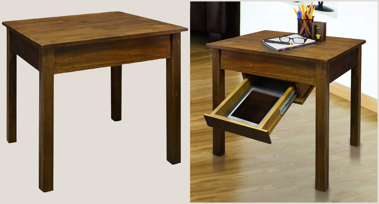 Wood End Table with Concealed Drawer