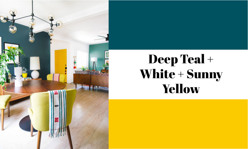 Deep Teal + White + Sunny Yellow