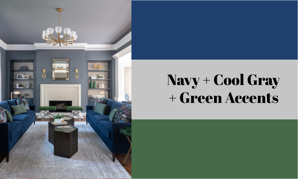 Navy + Cool Gray + Green Accents